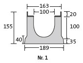 BIRCOlight nominale breedte 100 AS Channels Channnel elements with anchoring system I 0.5 % internal inbuilt fall