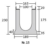BIRCOlight nominale breedte 100 AS Channels Channnel elements with anchoring system I 0.5 % internal inbuilt fall