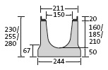 BIRCOlight® with ductile iron angles Nominal width 150 Channels Channel elements with anchoring system I without internal inbuilt fall