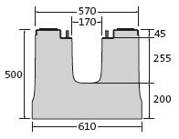 BIRCOmassiv Nominal width 170 afvoergoten Channel elements I without internal fall I with 1-piece hot-dipped galvanized surface protection