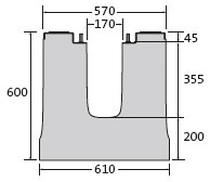 BIRCOmassiv Nominal width 170 afvoergoten Channel elements I without internal fall I with 1-piece hot-dipped galvanized surface protection