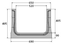 BIRCOcanal Nominal width 520 Channels Supply channels without angles I with cast-in mounting rails