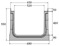 BIRCOcanal Nominal width 520 Channels Supply channels with angles I with cast in-mounting rails