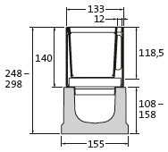 BIRCOslotted steel covers Nominal width 100 Slotted steel covers Access covers I 2-piece I material thickness 1,5 mm