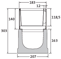 BIRCOslotted steel covers Nominal width 150 AS Slotted Access covers I 2-piece I material thickness 1,5 mm