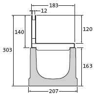 BIRCOslotted steel covers Nominal width 150 AS Slotted Slotted steel covers I asymmetrical I material thickness 1,5 mm